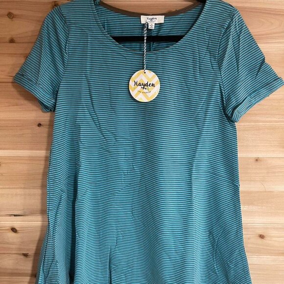 Blue Striped Short Sleeve Top - Hayden LA - Picture 2 of 4